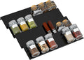 Sezanrpt Adjustable Acrylic Spice Drawer Organizer Rack, Spice Drawer Organizer Shelf Expandable From 8 Inch to 16 Inch, Acrylic Drawer Organizer for Seasoning Jars