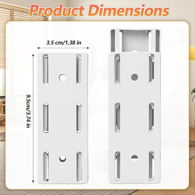 8 Pcs Power Strip Holder, Adhesive Punch-Free Socket Holder Self Adhesive Socket Desktop Fixer Wall Mount for Kitchen Home Office Cable Management (White)