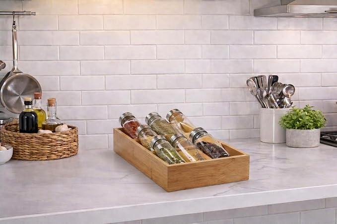YBM HOME & KITCHEN In-Drawer Bamboo 3 Tier Spice Rack Drawer Tray - Spice Storage / Organization #316