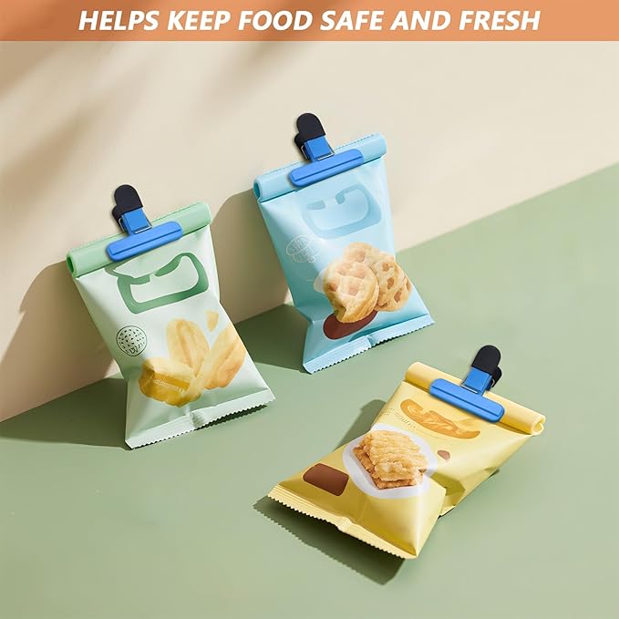 12Pack Large Chip,ULIFESTAR Food Clips,Upgrade Wide Open Bag Clips for Food Storage with Air Tight Seal Grip,Assorted Color