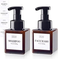 250ML Foaming Soap Dispenser, 2-Pack Plastic Hand Soap Dispenser, Refillable Leakproof Foam Pump Bottle with Waterproof Labels, for Shampoo, Body Wash