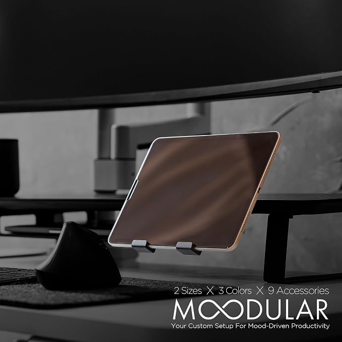 ULTRARM Moodular Tablet Stand Add-On for Slide Rails, Do Not Use Alone | Accessory Only, Fits Tablets & Smart Devices, Hands-Free Viewing, Stable & Sturdy Steel, Felt Padding, Black, MSA-TS