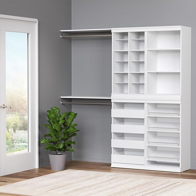 ClosetMaid Modular Storage Shelf Unit with 12 Adjustable Shelves & Dividers, White