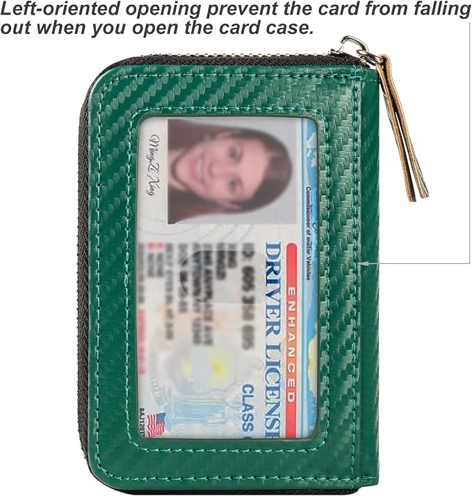 Credit Card Wallet, RFID Card Case Wallet, Zipper Card Cases Holder for Men Women, RFID Blocking, KeyChain Wallet, Compact Size Card Organizer Case for Women