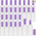 Roshtia 30 Pcs Glass Spray Bottle Clear Empty Bottles Small Refillable Reusable Perfume Bottle with Fine Mist Sprayer Pump for Face Body Travel(3.4 oz,Purple)