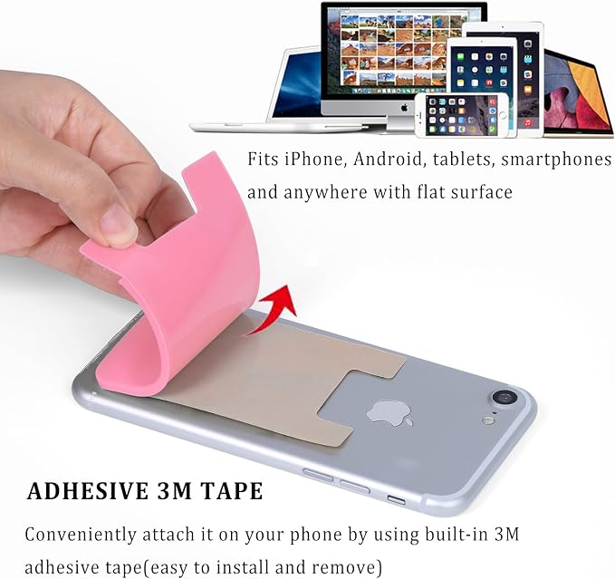 Pofesun 3 Pack Silicone Adhesive Card Holder for Back of Phone, Stick on Wallet Pocket Credit Card Pouch Sleeve Compatible for iPhone 17 16 15 14 13 12 Pro Max,iPad,Samsung Galaxy,Tablet