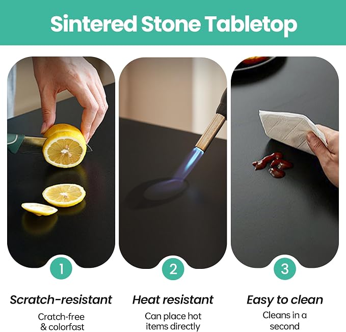 19.7" Lazy Susan Turntable–360° Sinteredstone Silent Anti-Slip Turntable, Table Top Centerpiece for Kitchen, Pantry, Spice Rack, Refrigerator & Dining Table, Black