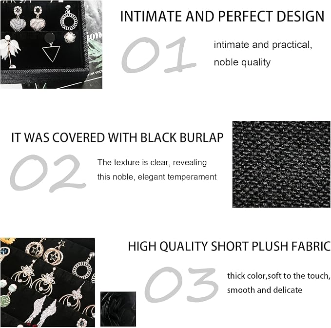 Julysky 2 Pcs/set Stackable Jewelry Organizer Trays，Earrings Tray+Earrings Tray, Jewelry Displays for Selling,Black