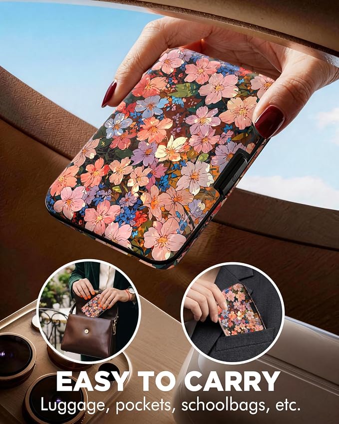Maicican RFID Blocking Aluminum Credit Card Holder | Slim Metal Wallet for Women & Men, Business Card Case for Travel, Fits Front Pocket, Card holder wallet - Colorful flowers