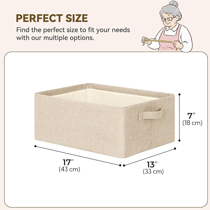 GRANNY SAYS Storage Baskets with Metal Frame, Closet Organizer Bins, Decorative Clothes Storage Bin, Foldable, Sturdy, for Organizing Living Room, Bedroom, Blankets, Books Storage, Light Taupe, 2-Pack