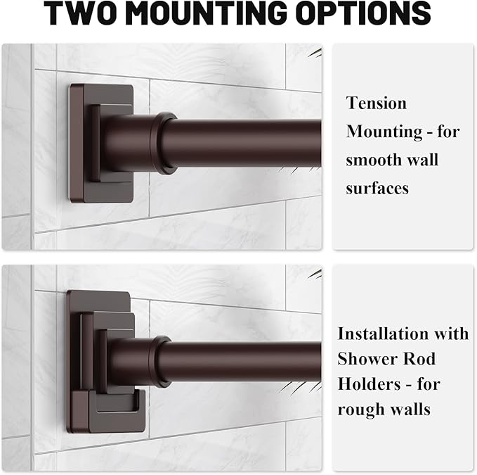 UIOSANRT Brown Shower Curtain Rod 31-79 inches, Stainless Steel Shower Rod & Tension Rod, Adjustable Tension Shower Curtain Rod for Bathroom, Windows, Closet