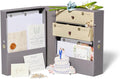 Savor Wedding Gifts Keepsake Box - Ideal Wedding Gifts for Newlyweds - Memory Storage with 52 Hand-Illustrated Labels & 10 File Folders - Elegant & Durable Design, Slate, Caroline