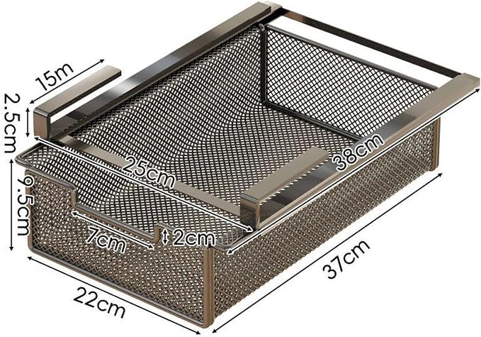 Hanging Pullout Drawer Basket Storage Organizer Multifunctional Metal Slide Out Pantry Shelf, for Bedroom, Dresser, Cabinet