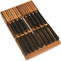 In Drawer Knife Block Acacia Wood, Knife Drawer Organizer Insert Large | 17-Slot Space Saving Drawer Knife Block, Secure Blade Tip Shield & Naturally Moisture-Free Timber (Knives Not Included)