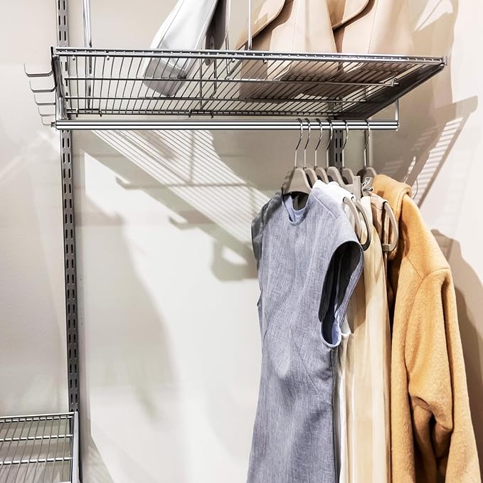 Threehoney 2 Pack Wire Shelving Garment Hanger Bar Wire Shelving Accessories Industrial Closet Clothes Rods for Home Retail Store(Silver,36 Inch)