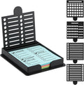 Sticky Note Holder with 5 Different Stencil & 100 Sheet Post It Notes, 3x3 inch Sticky Pads Dispenser with Line Box Drawing Template for Office and Home(COLOR:black)
