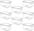 Clear Plastic Stackable Storage Bins with Lids, Pantry Organizers and Storage Containers Fridge Organizer Bins Kitchen Cabinet Organizer Bin for Organizing Under Sink Refrigerator Organization