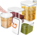 Airtight Food Storage Containers Set with Lids, Top Pop Cereal Container with One Button Control, BPA-Free Stackable Food Containers for Cereal Snack Coffee Sugar (4 Pack-2.3Qt, 1.7Qt, 1.0Qt, 0.7Qt)