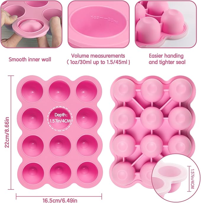 Silicone Freezer Tray with Lid, 12x1.5oz Baby Food Storage Container | Baby Food Freezer Tray, Easy Puree Meal Prep, BPA-Free Food Grade, Homemade Baby Food, Dishwasher Safe, Microwave Safe