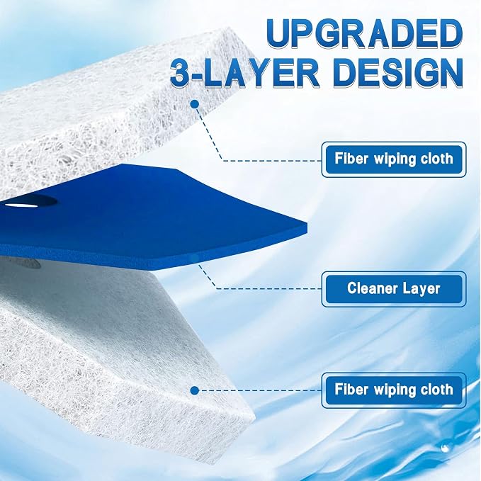 50 Count Disposable Toilet Wand Refills 3-Layer Brush Heads, Strong Adhesion, Multi-Surface Cleaning Pads Compatible with Most Brand Wand for Toilet, Bathtub & Sink