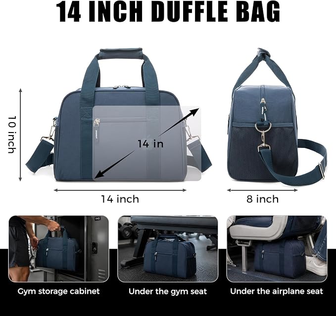 SeaRock 14 inch Small Gym Bag for Men & Women, Mini Duffle Bag for Travel Sports, Lightweight Carry On Duffel Bag, Navy Blue