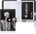 Rouidr Business Card Organizer, RFID Business Card Holder, Small Slim Leather Cards Book, Pocket Name Card Holder Wallet for Women, Skull