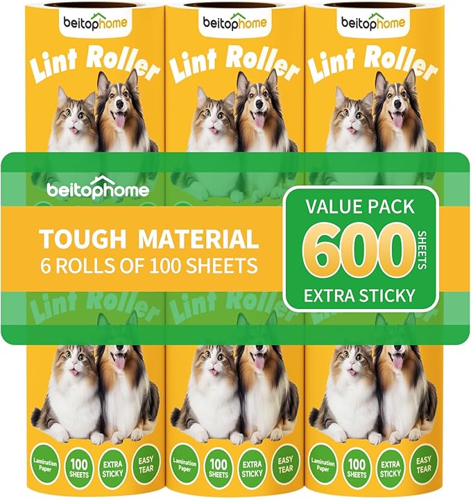 Lint Roller Refills for Pet Hair, 600 Sheets, Standard Size | Extra Sticky Replacement Rolls for beitophome Handles, No Handle