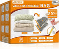 AGPTEK 20pcs Vacuum Storage Bags(4 Jumbo/4 Large/4 Medium/4 Small/4 Roll)Compression Storage Bags for Comforters, Blankets, Vacuum Sealer Bags for Clothes Storage, Perfect for Home Storage and Travel