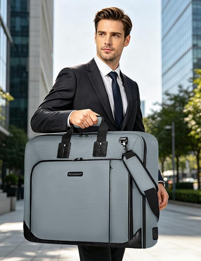 Noozion Garment Bag for Travel, Large Carry On Suit Bag for Business Up to 3 Suits, Wrinkle Free Garment Bag for Hanging Clothes with Shoulder Strap, Laptop Compartment, and Wet-Dry Pocket