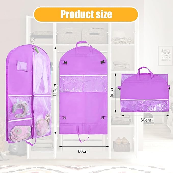 Garment Bag for Dance Costumes, 40 inch Dance Garment Bags for Dancers Hanging Clothes Travel Storage,Kids Dance Recital Bags for Competition,Dance Recital Gifts for Girls