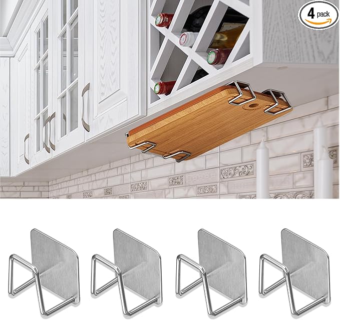 Aogigigio Under Cabinet Cutting Board Holder - Cutting Board Holder Rack Storage Stainless Steel Under Shelf Counter Chopping Board