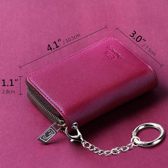 FurArt Zipper Wallet Women, RFID Blocking Credit Card Wallet, Business Card Holder, Compact Size KeyChain Wallet
