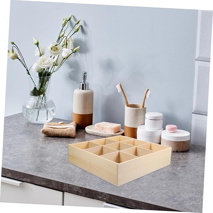 Desktop Organizer Wooden Jewelry Storage Box Compartments for Cosmetics Design Versatile Wooden Organizer for Desktop Vanity Table Simple Aesthetic