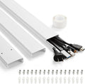 47in TV Cord Hider, Adhesive & Screw Mount Large Cable Hider Kit | Cord Covers for Wall Mount TV, Paintable Cable Management Cord Organizer, Wire Hiders for TV on Wall L15.7inW2inH0.7in, White