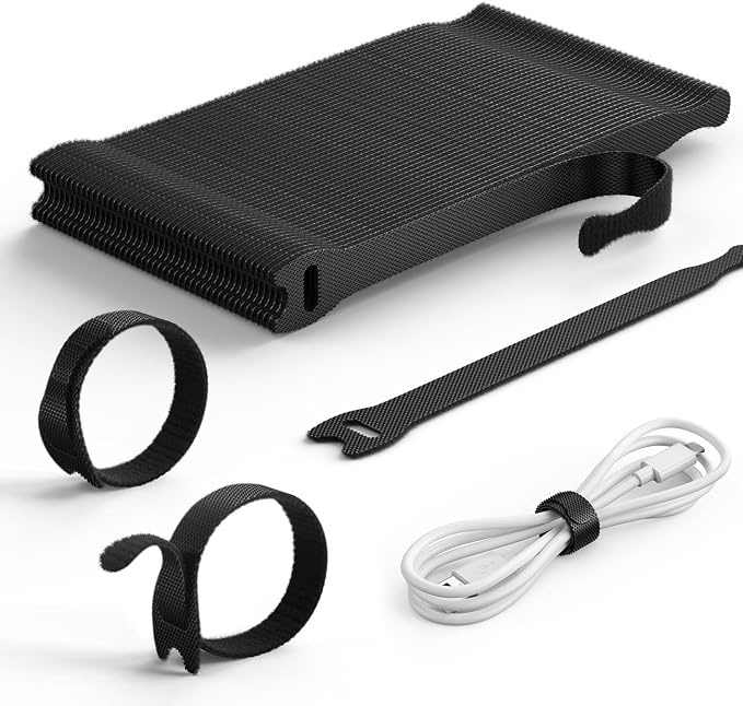 Lamicall 60PCS Reusable Cable Ties, Upgraded Tapered Tail for Effortless Threading, 6-Inch Durable Nylon Hook and Loop Cord Organizer Straps, Adjustable Cable Management for Desk, PC, Home & Office