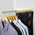 BaiNong Adhesive Valet Rod for Closets Pull Out 16.5" Gold with 10 Hooks | Multifunctional Closet Valet Rod Slide Out for Closets Belt Organizer for Closet Tie Rack Hanger for Closet Space-Saving
