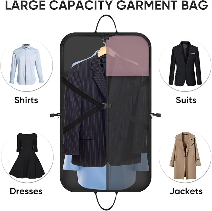 BALEINE Travel Garment Bag, Travel Suit Bag for Men, Water Resistant Carry on Garment Bag for Hanging Clothes, Garment Duffel Bag for Travel Business (Pink, 42")
