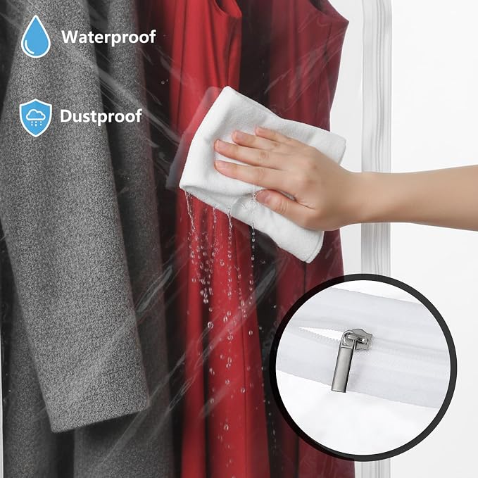 2 PCS 43" Hanging Garment Bags for Hanging Clothes with Clear Window Hang ing Clothes Storage Garment Rack Cover Coat Protector with Zipper for Hangings Clothe Suits Coats Cover