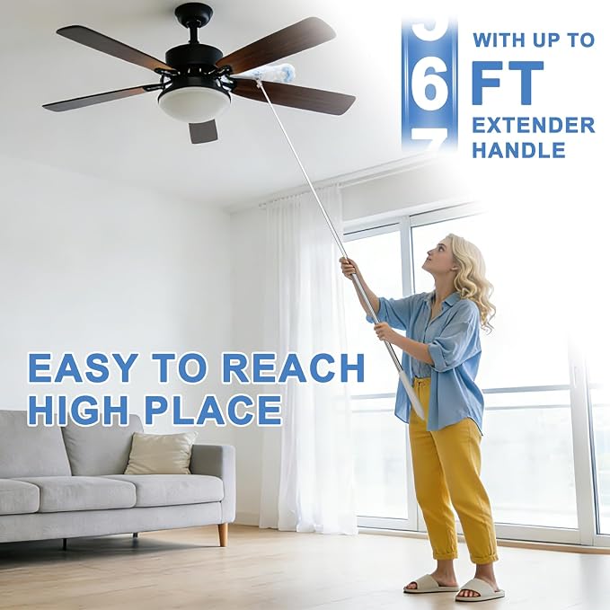 KeFanta Duster Refill Kit with 6 ft Super Extendable Handle, 20Pcs | 6ft Super Extendable Handle, Compatible with Swiffer, 360° Disposable Microfiber Dusting Pads