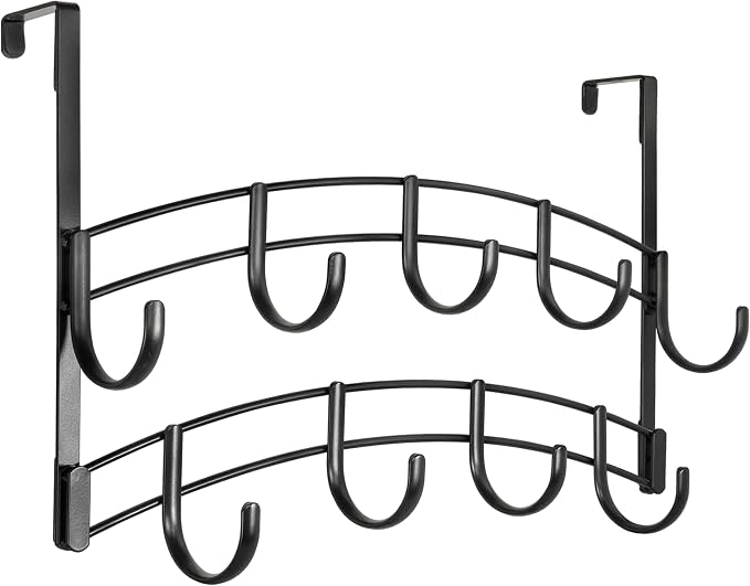 LYNK Professional® Home™ Over the Door Hooks - 9 Hook – Over the Door Coat Rack - Over the Door Hanger - Hanging Towels or Clothes - Bathroom, Bedroom, Laundry Room - Lifetime Ltd. Warranty, Black