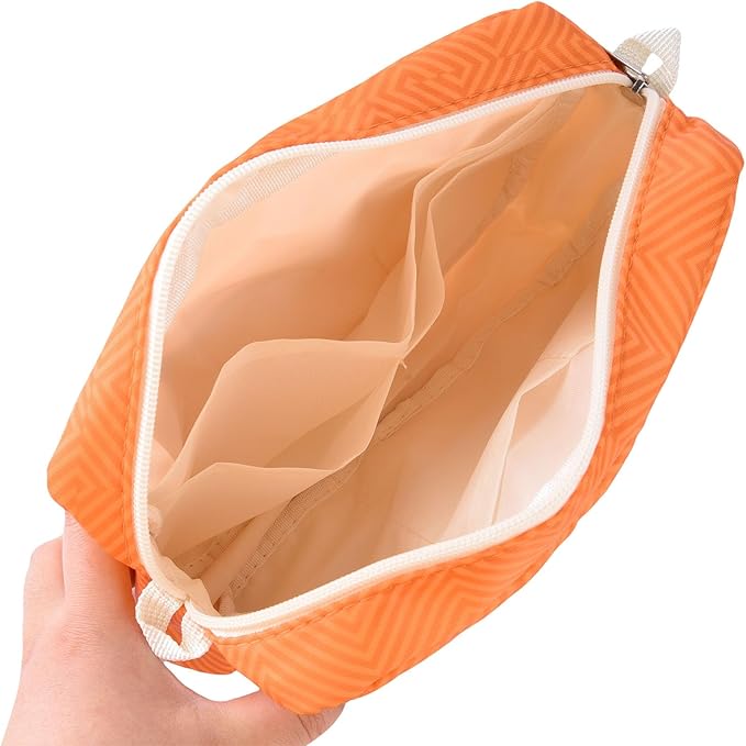 Portfolio Organizer with Multiple Pockets, Waterproof Travel Zippered Cosmetic Bag, Portable Storage Bag for Notebooks, Stationeries, Make-up, Journal Office Art Supplies.Orange