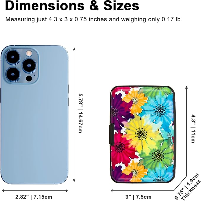 Credit Card Holder, Metal Card Wallet RFID Blocking Mini Slim Aluminum Business Hard Card Case for Women Men (Motley Floral)
