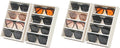 Byken 2 Pcs Sunglasses Organizer,4 Grid Eyeglass Jewelry Storage Tray for Drawer,Beige White