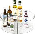 Large Lazy Susan Rotating Turntable Organizer with 5 Dividers - for Kitchen, Bathroom, Cabinet, Pantry, Fridge, Countertop, Vanity - Spinning Food Storage Container for Spices, Condiments-11.5", Clear