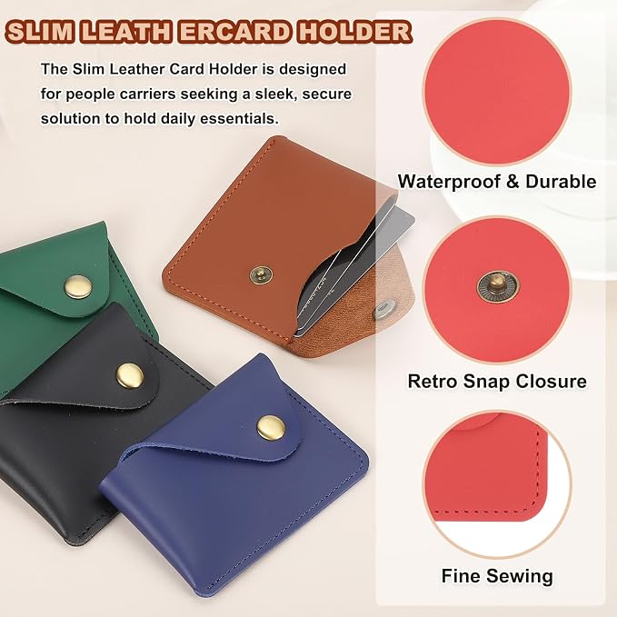 PATIKIL Slim Leather Card Holder with Snap Closure, Leather Front Pocket Wallet Card Case Holder for Cash Coin Men and Women Business Office, Black