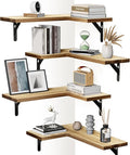 AMADA HOMEFURNISHING Corner Floating Shelves, Set of 4 Corner Shelf Wall Mounted, Shelves for Wall Decor, Corner Wood Shelf for Home Decor, Office, Bedroom, Bathroom, Laundry Room, Kitchen