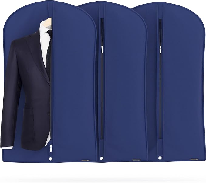 HANGERWORLD 40inch Garment Bag Suit Bags for Closet Storage Breathable Clothes Cover Dust Protector (3, Blue)