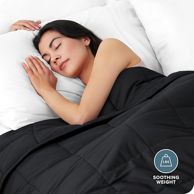 Bare Home Weighted Blanket King Size 30lb (80" x 87") for Adults - All-Natural 100% Cotton - Premium Heavy Blanket Nontoxic Glass Beads (Black, 80"x87")