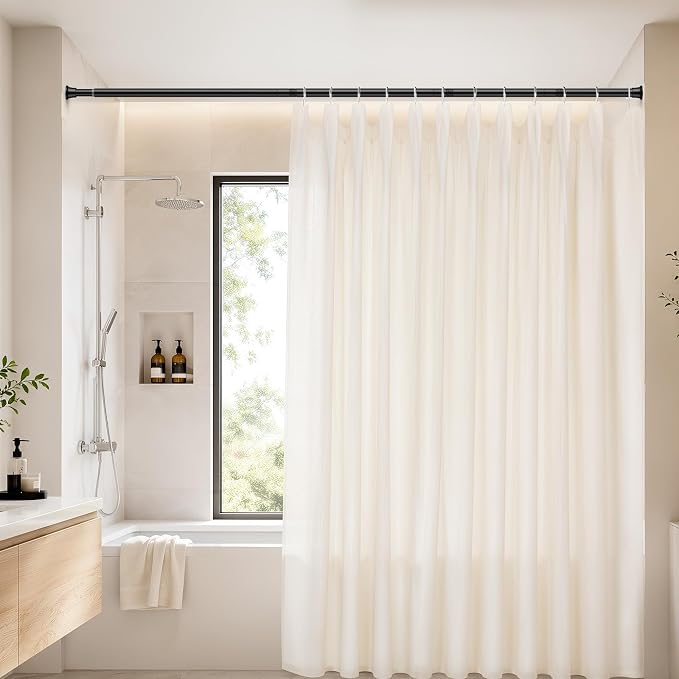 2Pack Tension Rods 31-62 Inch, Spring Loaded Curtain Rods Non-slip, Expandable Curtain Rod Tension No Drilling, Curtain Tension Rod For Window, Doorway, Kitchen, Tension Curtain Rod Black