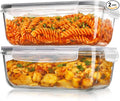 2 Pack 63oz Large Glass Food Storage Containers with Lids, Leak-Proof & Airtight Meal Prep Food Container Set for Family Meal, Leftovers, Baking, Microwave, Oven, Freezer & Dishwasher Safe